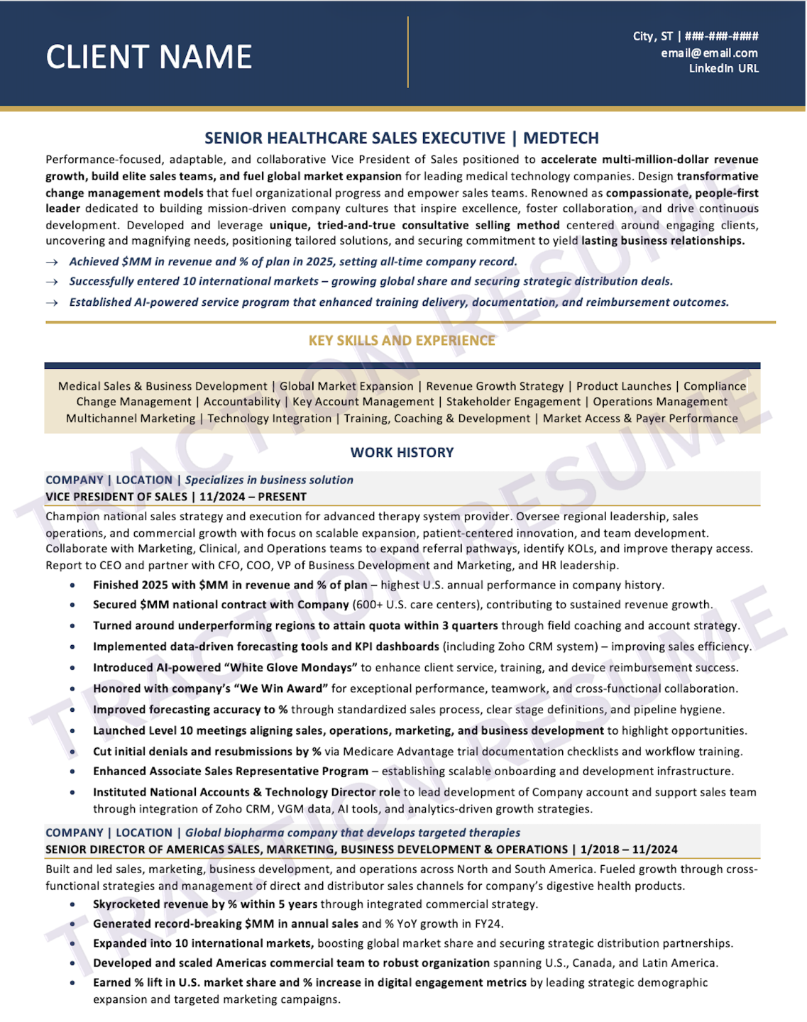 Executive + High Design resume sample 1