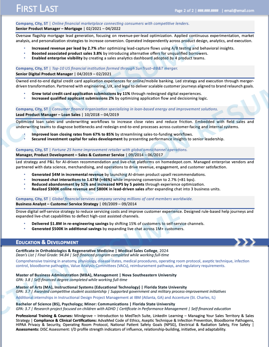 Executive + High Design resume sample 4