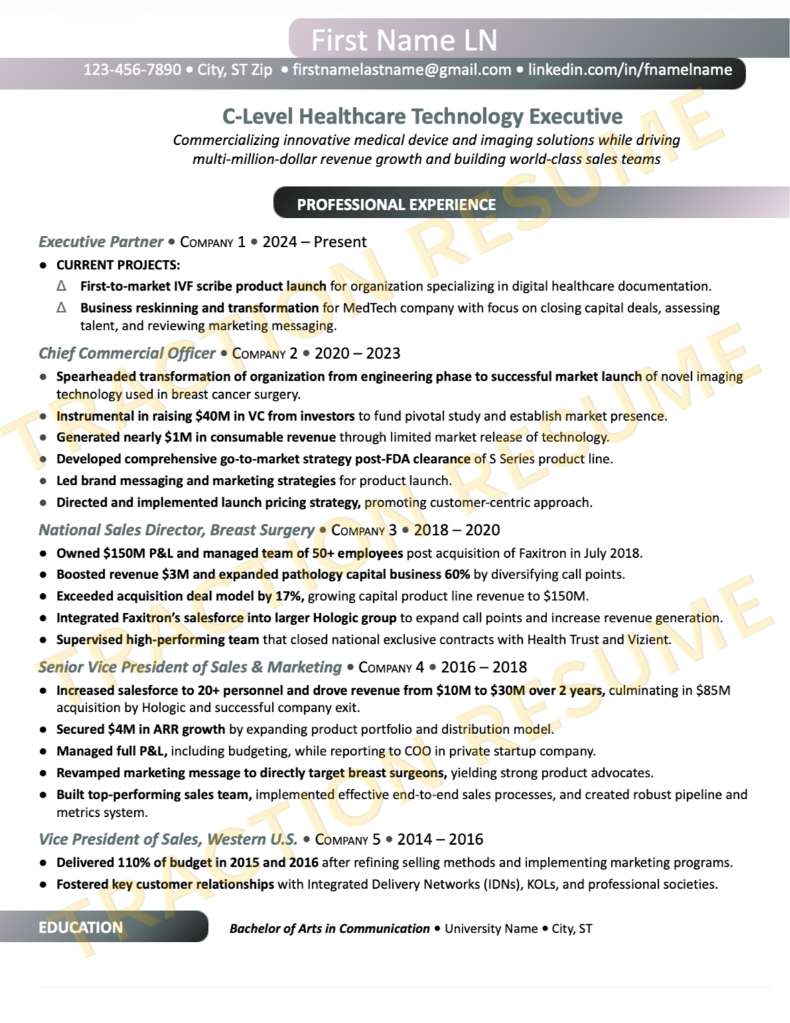 Executive + High Design resume sample 11
