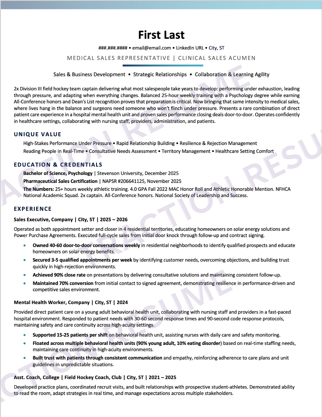 Modern + Crisp Traction Resume sample preview