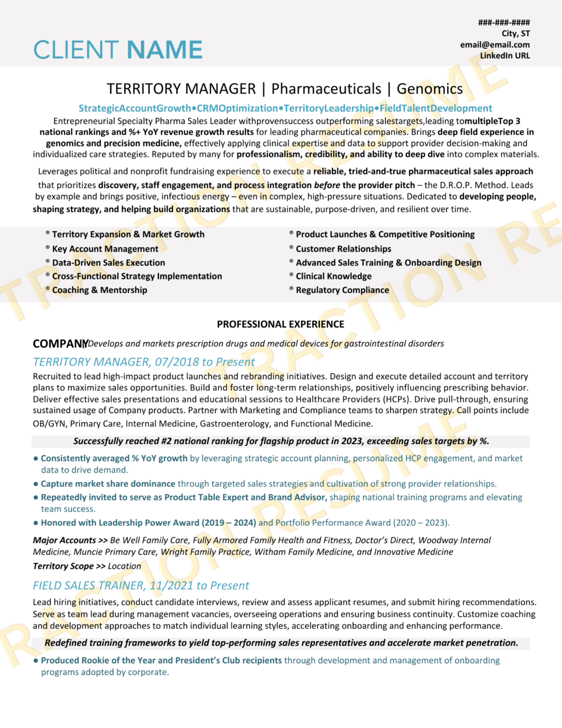 Punchy + Light Traction Resume sample preview