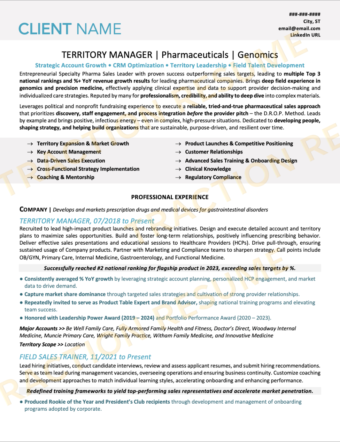 Punchy + Light resume sample 1