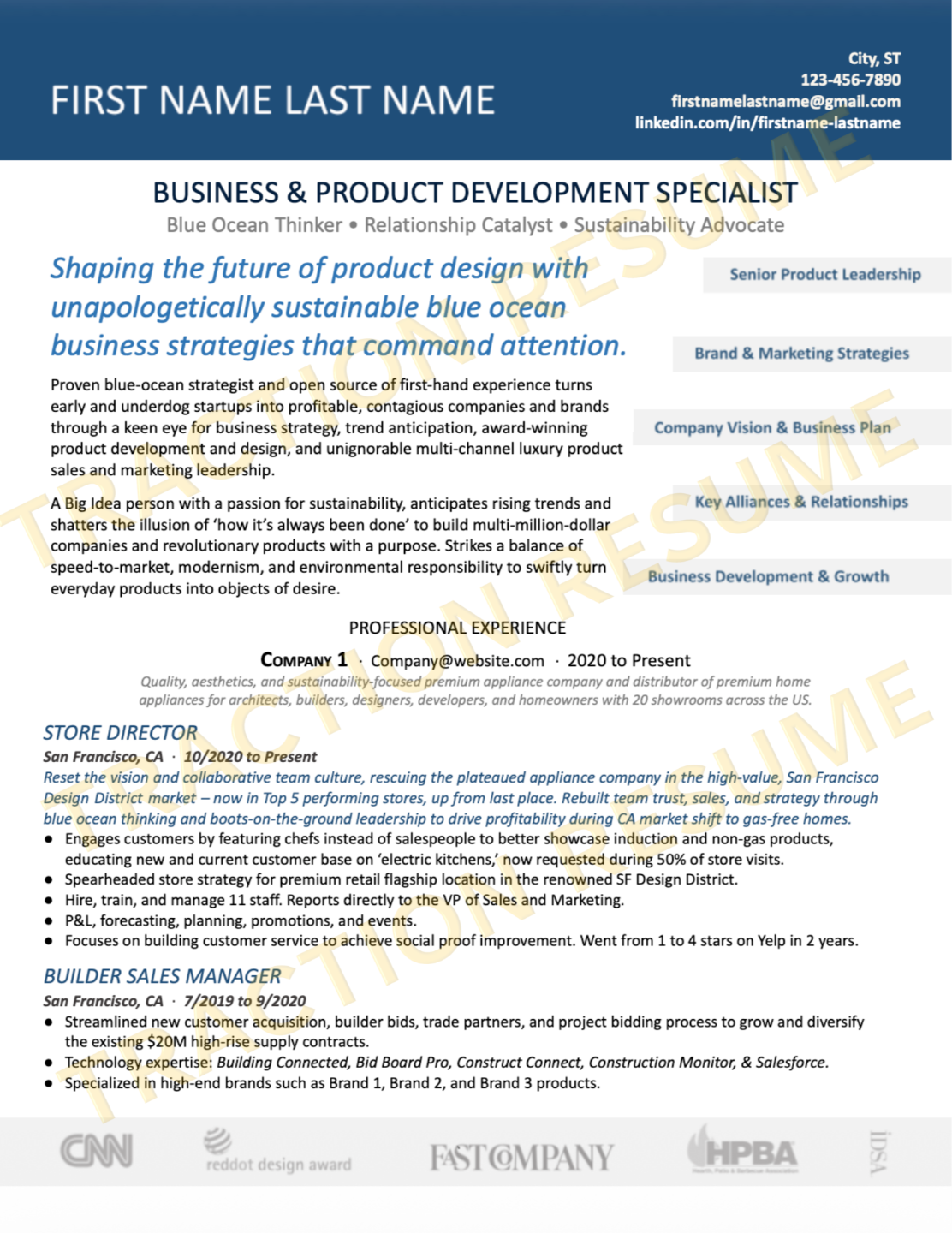 Punchy + Light resume sample 5